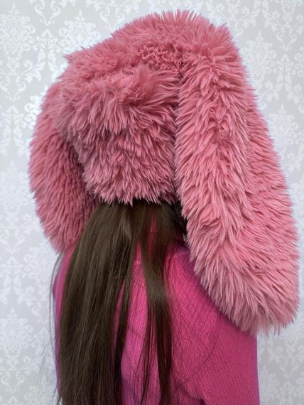 Пухнаста шапка з вушками кролика Рожевий One Size 54-57р (1278) | Зображення 2