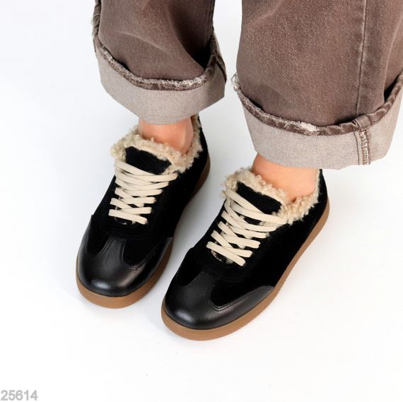 Шикарні чорні кросівки утеплені натуральна шкіра + замша