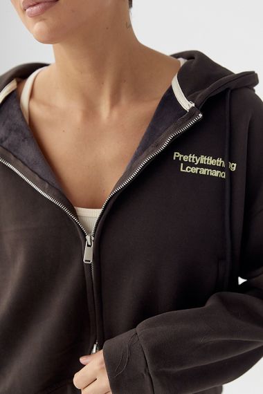 Утеплений спортивний костюм із худі та прямими штанами - темно-коричневий цвет, M/L (є розміри) | Зображення 3