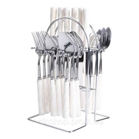 Набор столовых приборов на подставке 24 предмета столовый набор на 6 персон Белый с серебром HP-20-50