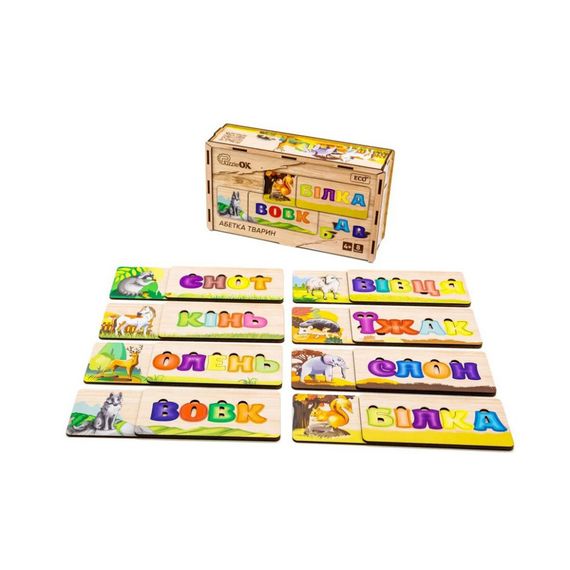 Развивающая деревянная игрушка-пазл Азбука животных Puz-91768 | Зображення 3