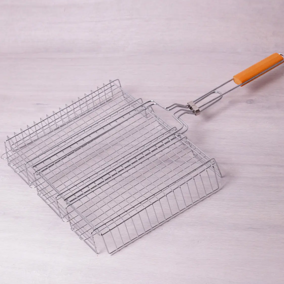 Решітка-гриль глибока з дерев'яною ручкою 40*30*7см Скаут | Зображення 4