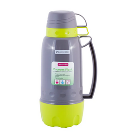 Термос Glass Pleasure 1,8л дзеркальна колба та 2 чашки Gray-Green