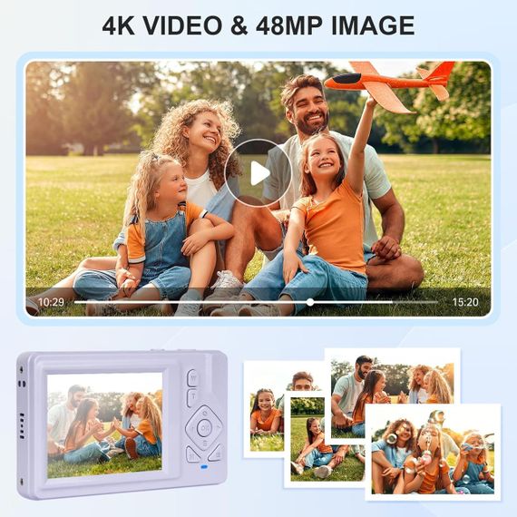 Цифровая камера 4K - 48 МП UHD с автофокусом, ЖК-экраном 2,83", 18x зумом и стабилизацией изображения (фиолето | Зображення 7