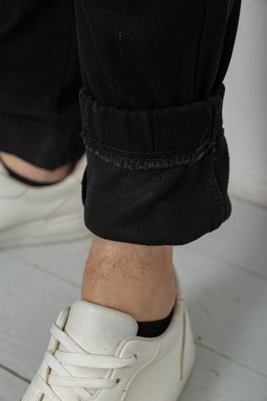 Джинсы мужские на резинке утепленные, цвет черный, 244R664-5 | Зображення 5