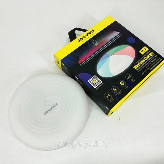 Бездротова зарядка з підсвічуванням 7 кольорів 10W 7 COLOR Awei W7 + WIRELESS CHARGE TO-43 | Зображення 2