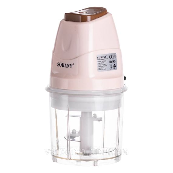 Чоппер подрібнювач з чашею на 0.7 л електричний кухонний 250 Вт бежевий Sokany SK-06009BE | Зображення 3