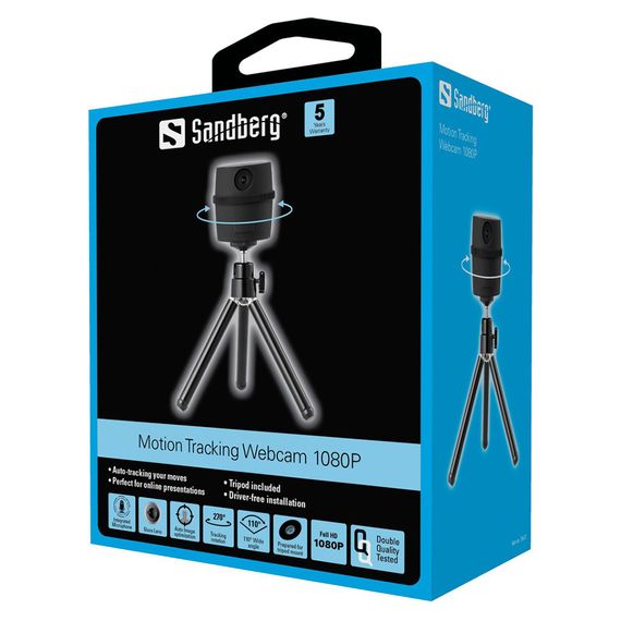 Веб-камера Sandberg Motion Tracking Webcam 1080P + Tripod Black (134-27) | Зображення 3