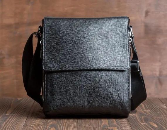 Чоловіча шкіряна сумка через плече Tiding Bag SK N12217 чорна | Зображення 4