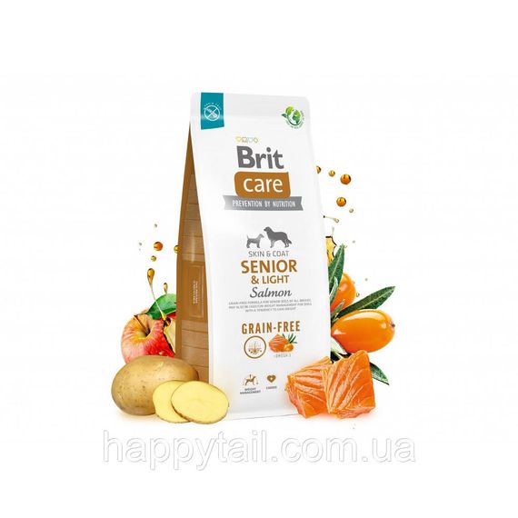 Беззерновой корм Brit Care Senior and Light для пожилых собак и контроля веса, лосось, 1 кг | Зображення 3