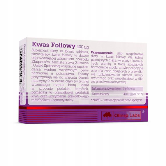 Фолієва кислота Olimp Kwas foliowy 400 60 таблеток | Зображення 1