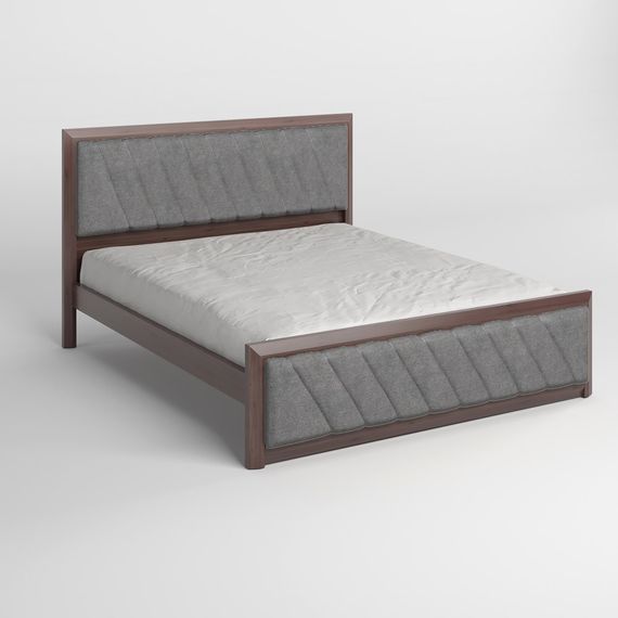 Двоспальне дерев&#039;яне ліжко Mebigrand Барселона Б6 Горіх темний/Аляска 93 (Сірий) 180х200 см (MBG-14387) | Зображення 1