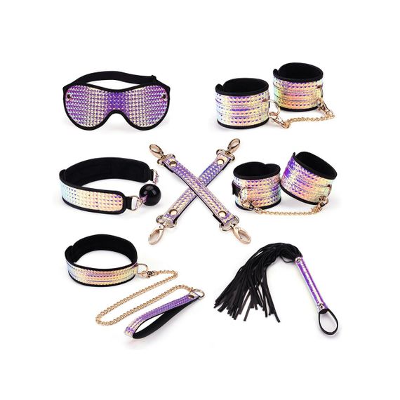 Набір Liebe Seele Pink G lossy 7pcs Bondage Kit, фіксатори, нашийник з повідцем, кляп, флогер, маска Sex Aura