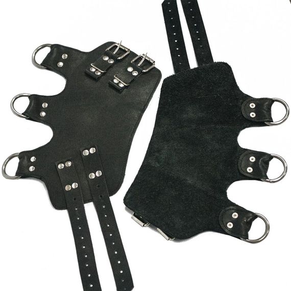 Поножі манжети для подвіса за ноги Leg Cuffs, натуральна шкіра, колір чорний | Зображення 2