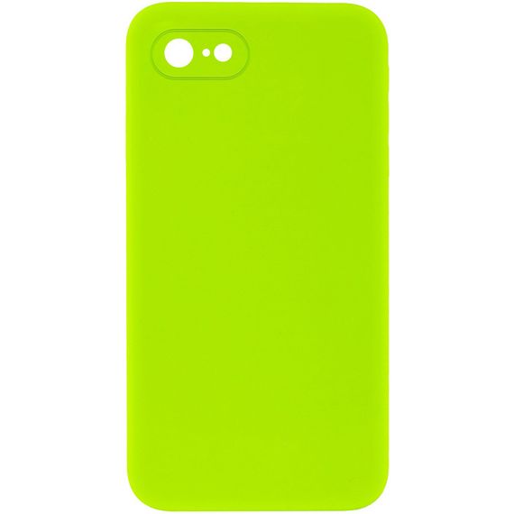 Silicone Case Square Full Camera Protective (AA) NOLOGO для Apple iPhone 7 / 8 / SE (2020) (4.7") Салатовий / Neon green