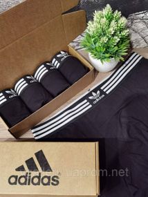 Черные трусы Адидас - 4 шт в коробке, черные мужские трусы Adidas, набор черных трусов 4 шт в коробке ХЛ