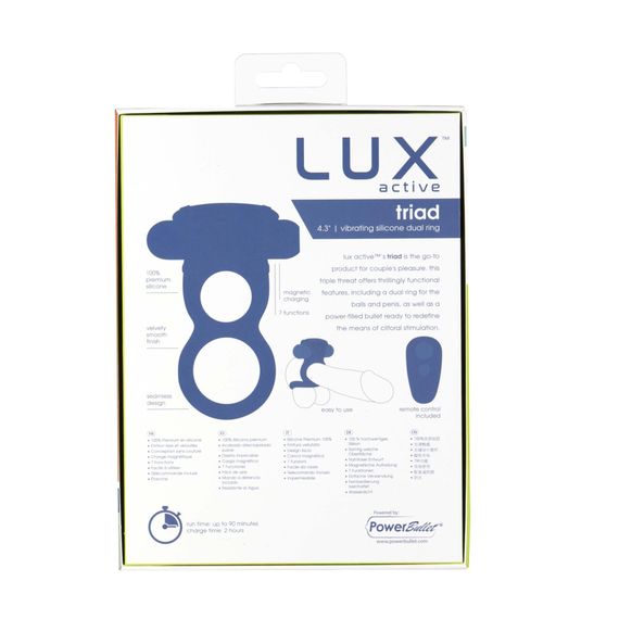 Подвійне ерекційне кільце з вібрацією Lux Active-Triad - Vibrating Dual Cock Ring, пульт ДК | Зображення 7