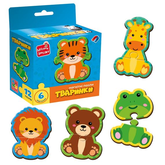 Дитячі магнітні пазли "Тваринки" VT1733-04, 6 картинок | Зображення 1