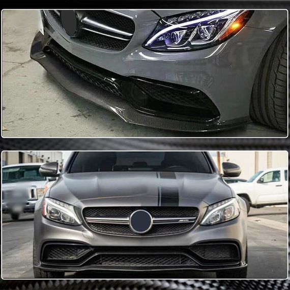 Накладка на передній бампер Lip V2 (для SD C63 AMG 2015-2019, Карбон) для Mercedes C-сlass W205 рр | Зображення 4