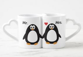 Парні чашки для закоханих в формі серця Mr&amp;Mrs