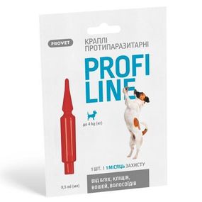 Капли Provet Profiline для собак до 4 кг, 1 пипетка 0,5 мл (инсектоакарицид)