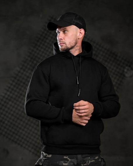Чоловіче худі мілітарі на флісі тепла кофта з капюшоном тактична толстовка з принтом на спині кенгуру | Зображення 2