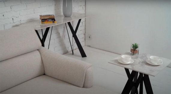 Квадратный кофейный столик Тео белая керамика бьянко карарра, размер Д50хГ50хВ55 см | Зображення 4