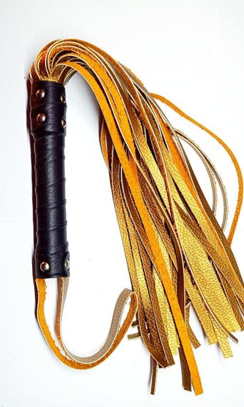 Флогер комбінований зі шкіряною ручкою 31 хвостом завдовжки 36 см Бронза Sex Aura