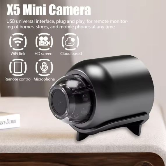 WiFi-камера X5 1080P HD — міні-камера спостереження з нічним баченням, детектором руху, широким кутом 140° | Зображення 7