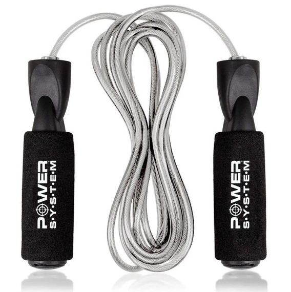 Скакалка швидкісна з підшипниками Power System PS-4004 Speed Jump Rope 2,8 м (PS-4004_Black-Steel)