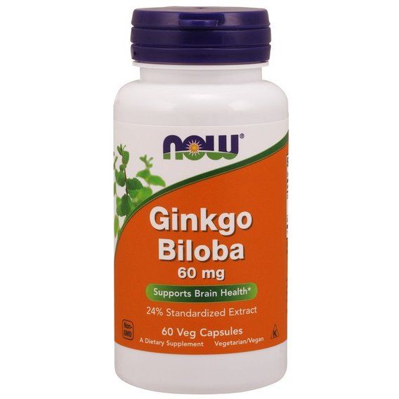 Гінко білоба NOW Foods Ginkgo Biloba 60 mg 60 Veg Caps
