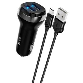 АЗП Hoco Z40 Superior 2.4A (2USB-A) + кабель USB to MicroUSB Чорний