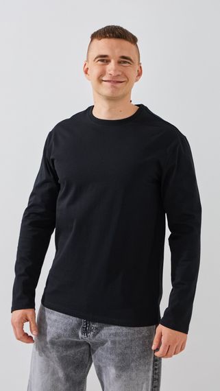 Лонгслів однотонний чоловічий GENUA G01211-0002 6XL Чорний shop (2000999393433)