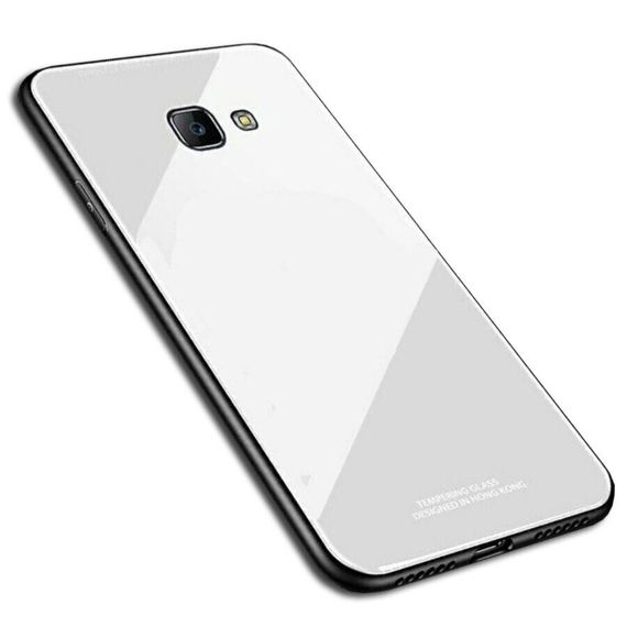 Силіконовий чохол зі скляної кришкою для Samsung Galaxy J6 Plus колір Білий