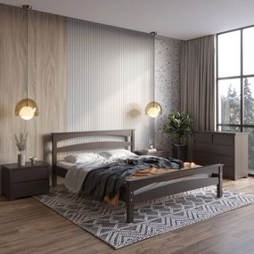 Двоспальне дерев&#039;яне ліжко Mebigrand Чикаго Сіті Венге 160х200 см (MBG-10003)