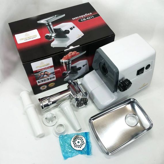 Электрическая мясорубка с дисковой насадкой Crownberg CB-4211 2500Вт, Мясорубки надежные HZ-95 | Зображення 2