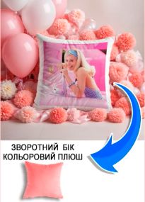 Подушка плюшева Мерч Крафт Дизайн з принтом Барбі 4 рожевий плюш квадратна 33х33 см