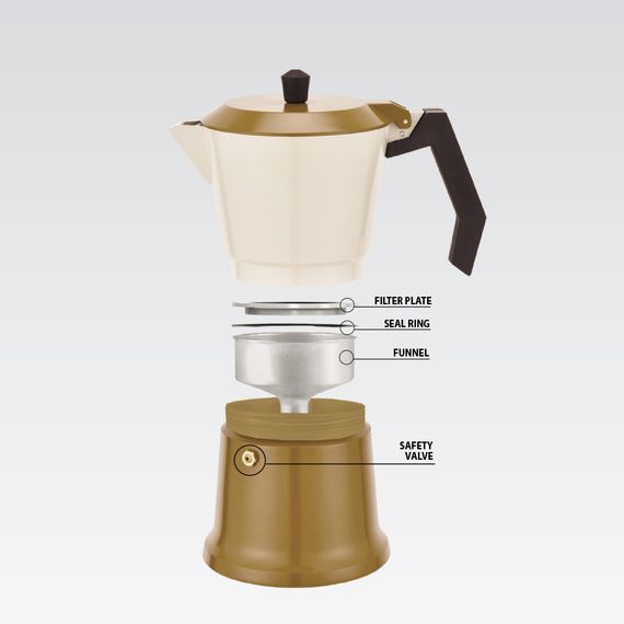 Кофеварка гейзерная Maestro МR-1657-9 Beige 450 мл 9 чашек бежевая | Зображення 2