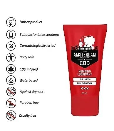 Вагинальный гель на водной основе с пролонгирующим эффектом Original CBD from Amsterdam - Numbing Lubricantl, 50 ml Sex Aura | Зображення 7