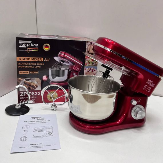 Тестомес миксер 3 в 1 Zepline ZP-9832 Red 3500 Вт 5 л красный | Зображення 1