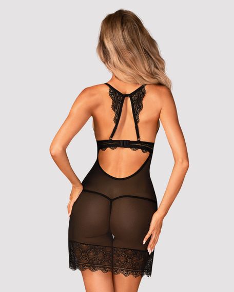 Сорочка Obsessive Renelia chemise Чорна L/XL | Зображення 1