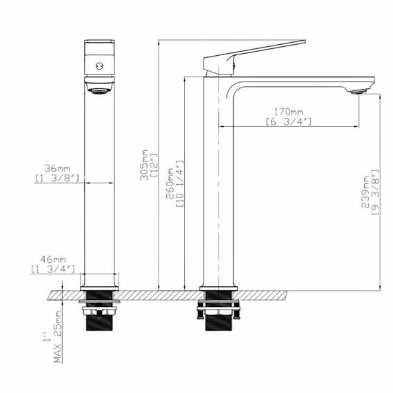 Смеситель для раковины высокий Qtap Capricorn, Chrome (k26) QTCAP1060H102C48220 | Зображення 1