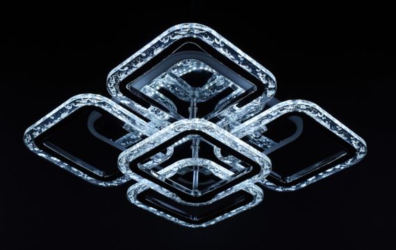 Люстра світлодіодна стельова LED світильник для квартири на стелю лед з пультом 26527 Хром 10х38х38 см. | Зображення 2