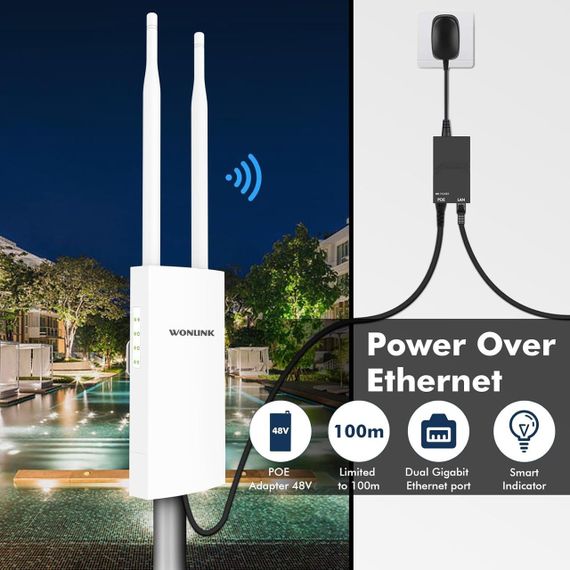 1200 Мбит/с водонепроницаемый высокомощный уличный маршрутизатор Wi-Fi с покрытием 360 градусов, базовая станция Wi-Fi с двумя антеннами (WL-AP7202) | Зображення 4