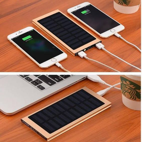 Power bank 20000mAh с солнечной панелью Solar Charger Золото