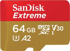 Карта пам'яті SanDisk microSD 64GB C10 UHS-I U3 R170/W80MB/s Extreme V30 + SD (SDSQXAH-064G-GN6MA)