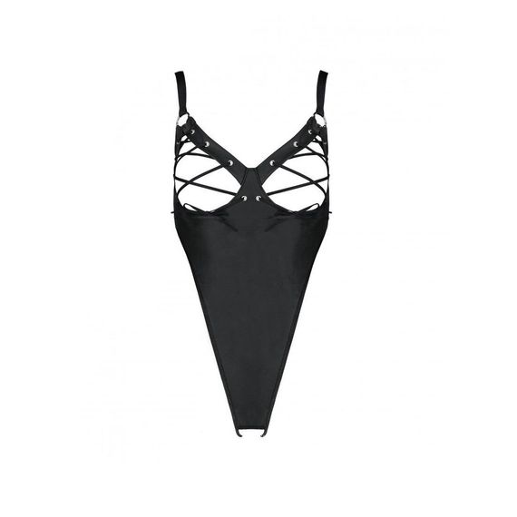 Боді з екошкіри Passion Celine Body 4XL/5XL black, з доступом, відкритий, L/XL | Зображення 4