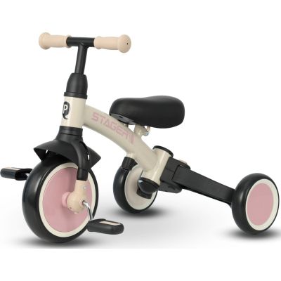 Детский велосипед QPlay Stager 3 в 1 з ручкою, біговел, Beige-Pink (T80STAGERBeigePink) | Зображення 1