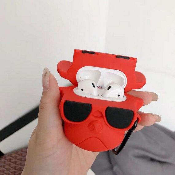 Силиконовый футляр Brand для наушников AirPods 1/2 + карабин Karl Lagerfeld red | Зображення 2