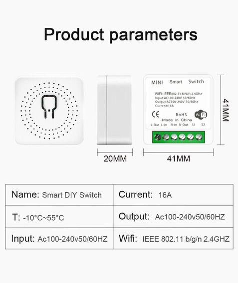 Wi-Fi Mini Smart Switch, wi-fi умное реле 16A, умный выключатель по wi-fi | Зображення 4